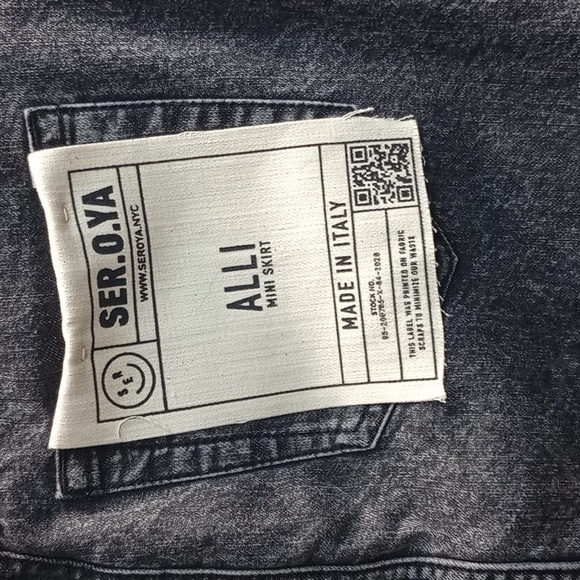 New! SER.O.YA Revolve Alli Distressed Denim Mini Skirt in Phoenix Black size 25 - Picture 7 of 9